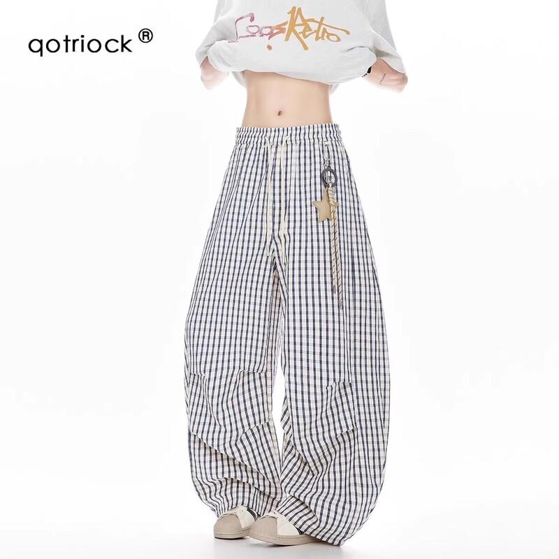 

Клетчатые парашютные карго-штаны QOTRIOCK S