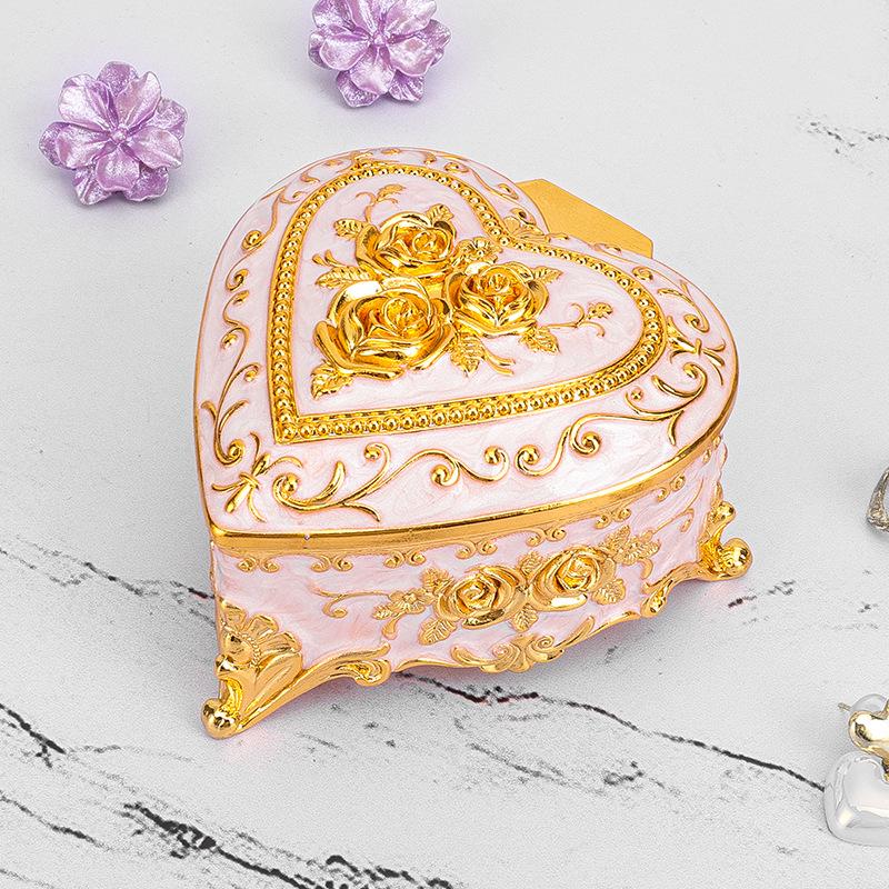 European Retro Luxury Princess Enamel Jewelry Box - Exquisite Metal Necklace Storage Box