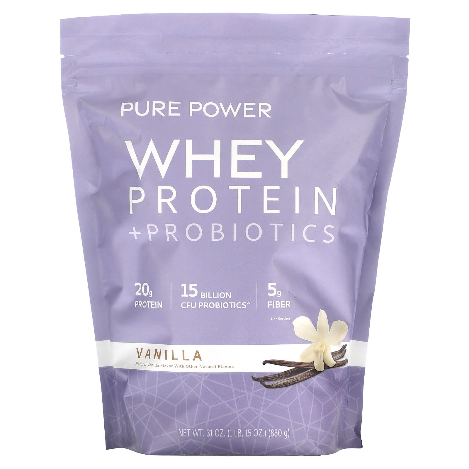 

Dr. Mercola, Pure Power, Whey Protein + Probiotic, Vanilla, 880G (1Lb 15Oz)