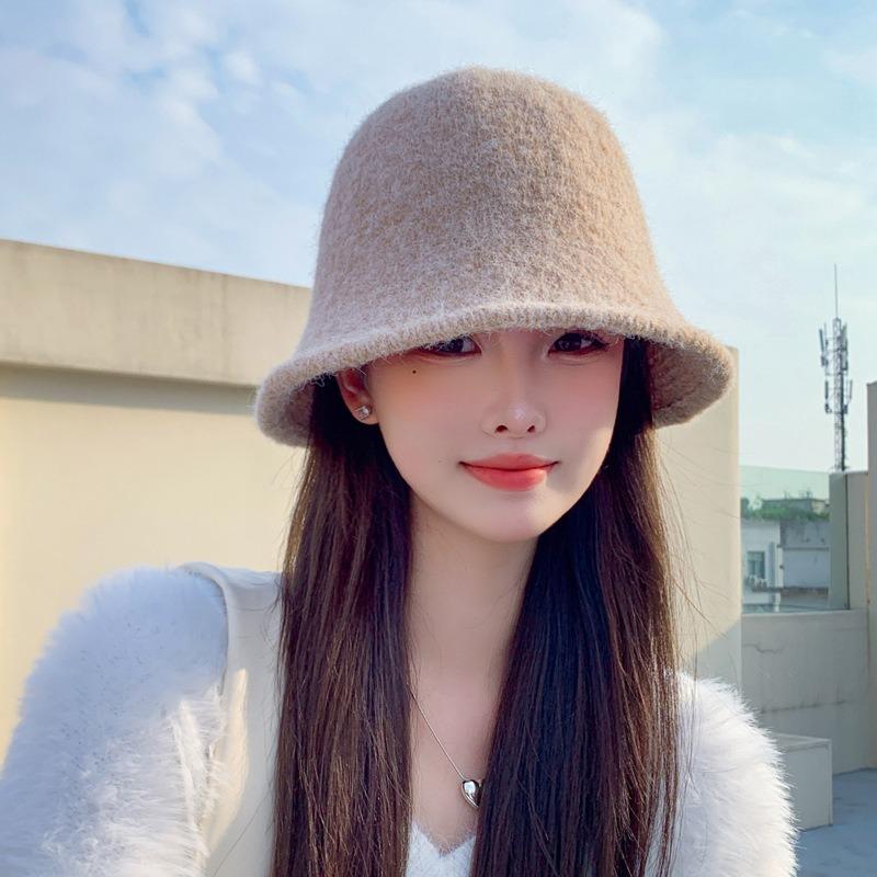 Women S Korean Style Solid Wool Winter Fisherman Hat