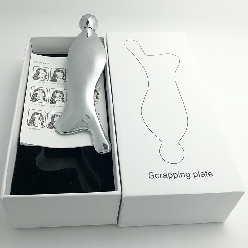3D Roller Massager & V-Face Zinc Alloy Gua Sha Board - Facial Slimming & Lifting Tool