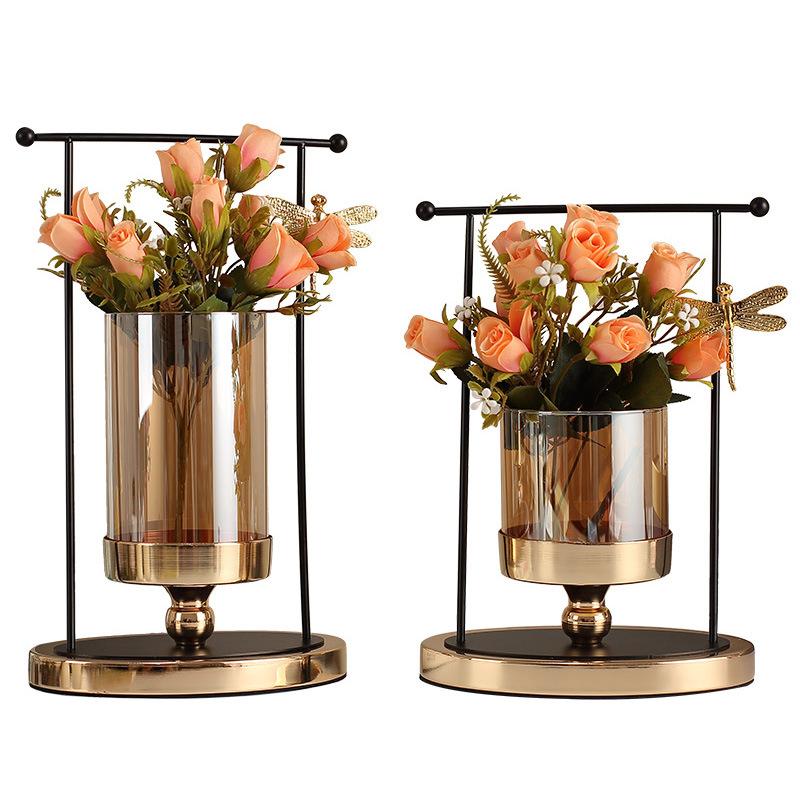 Light Luxury Candlestick Vase Dual-purpose Ornaments Modern Simple Living Room Dining Room Wrought Glass Flowerware Decoration Soft Decoration