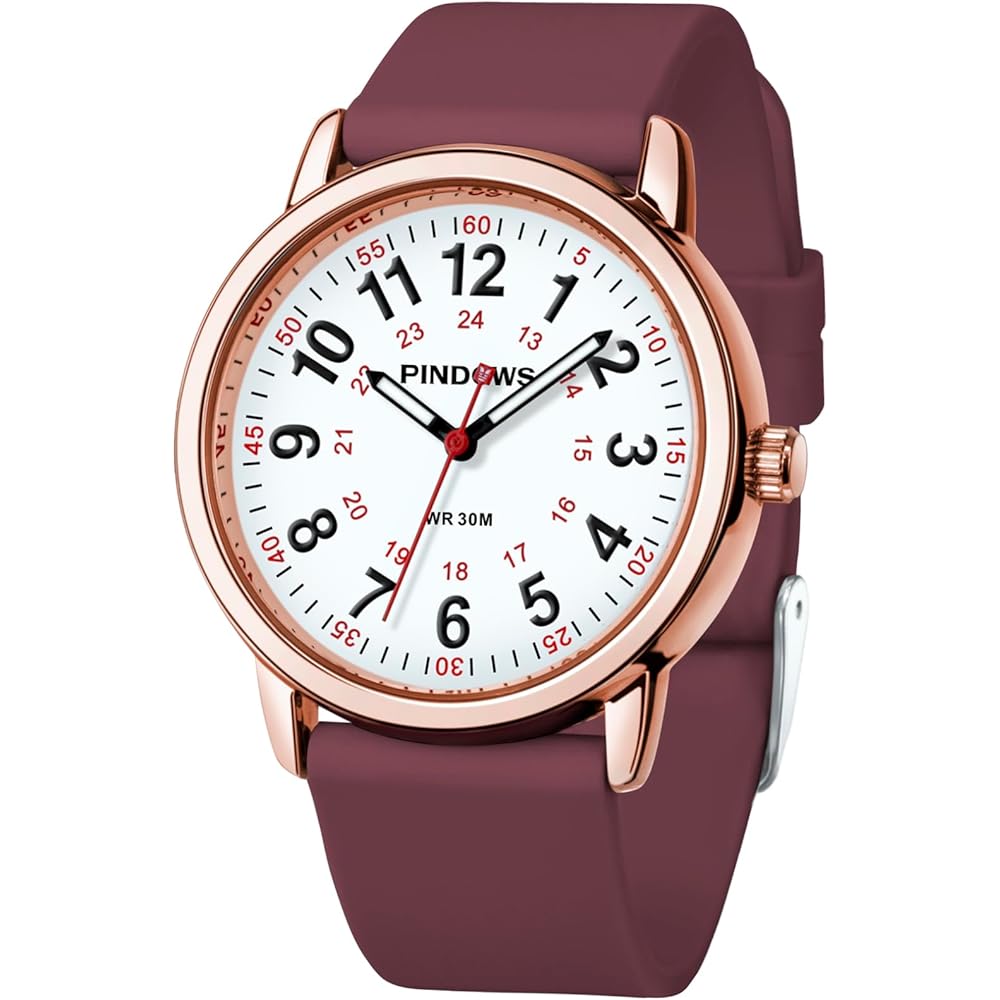 PINDOWS Women s Analog Quartz Watch Military Time Display 30m Water Resistant Glow Dial Unisex