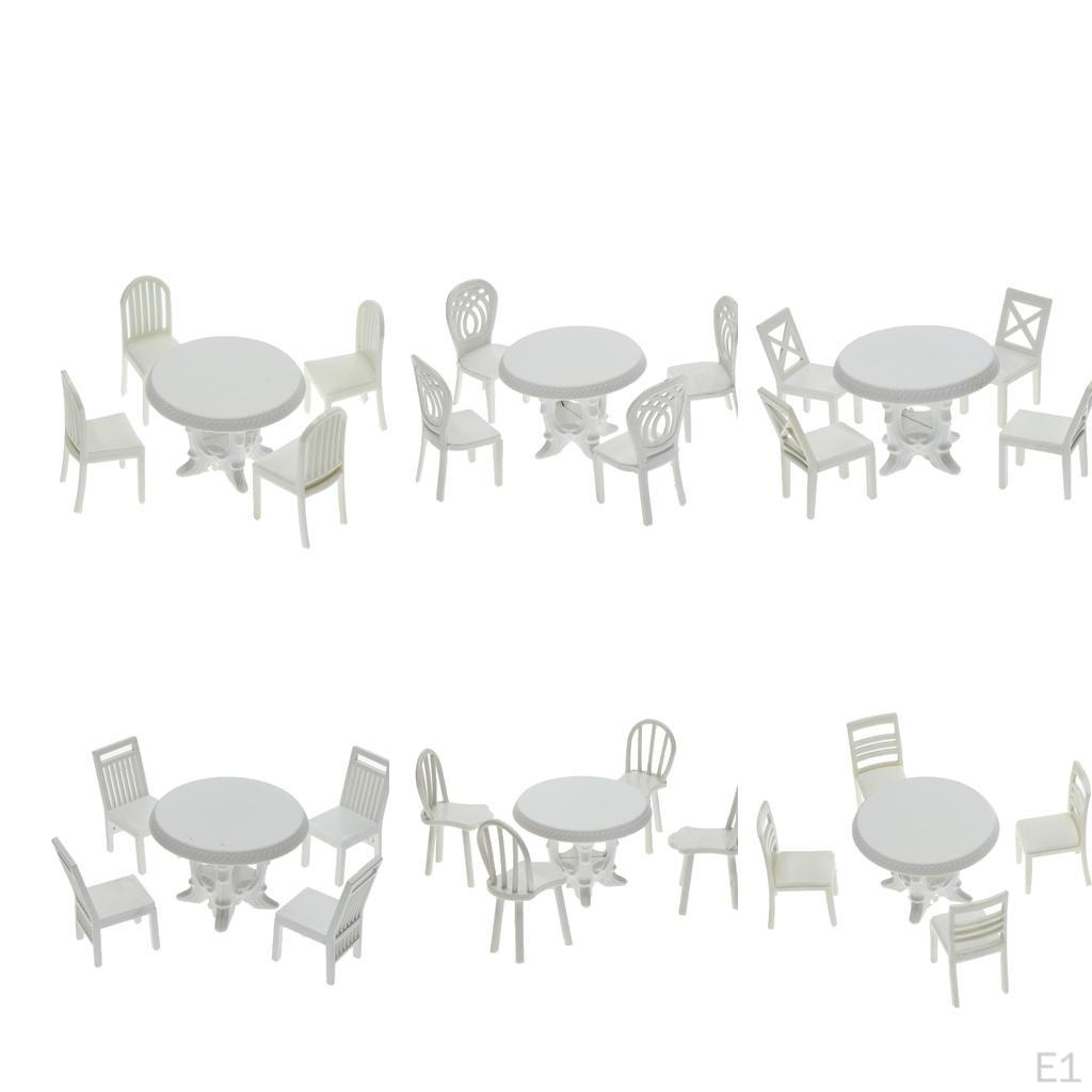 1/20 Modern Kitchen Table Chairs Furniture Set Ornaments Micro Landscape White