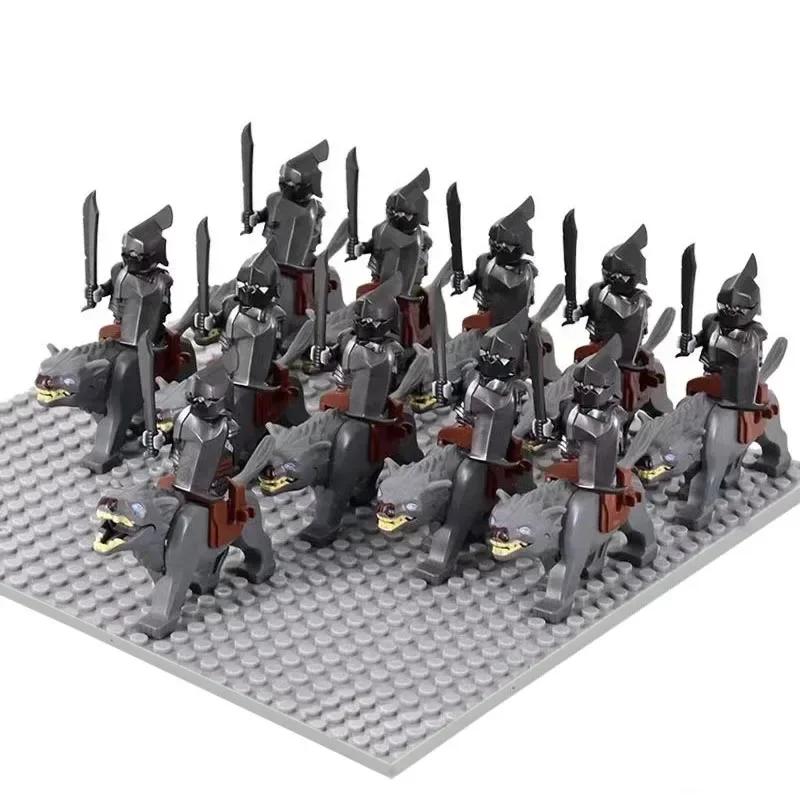 Middle Age Demon Realm Warg Varg Orcs Soldier VS Uruk-hai Azog Figures Creative War Mount Elk Boar Wolf  DIY Bricks Toys for Kid