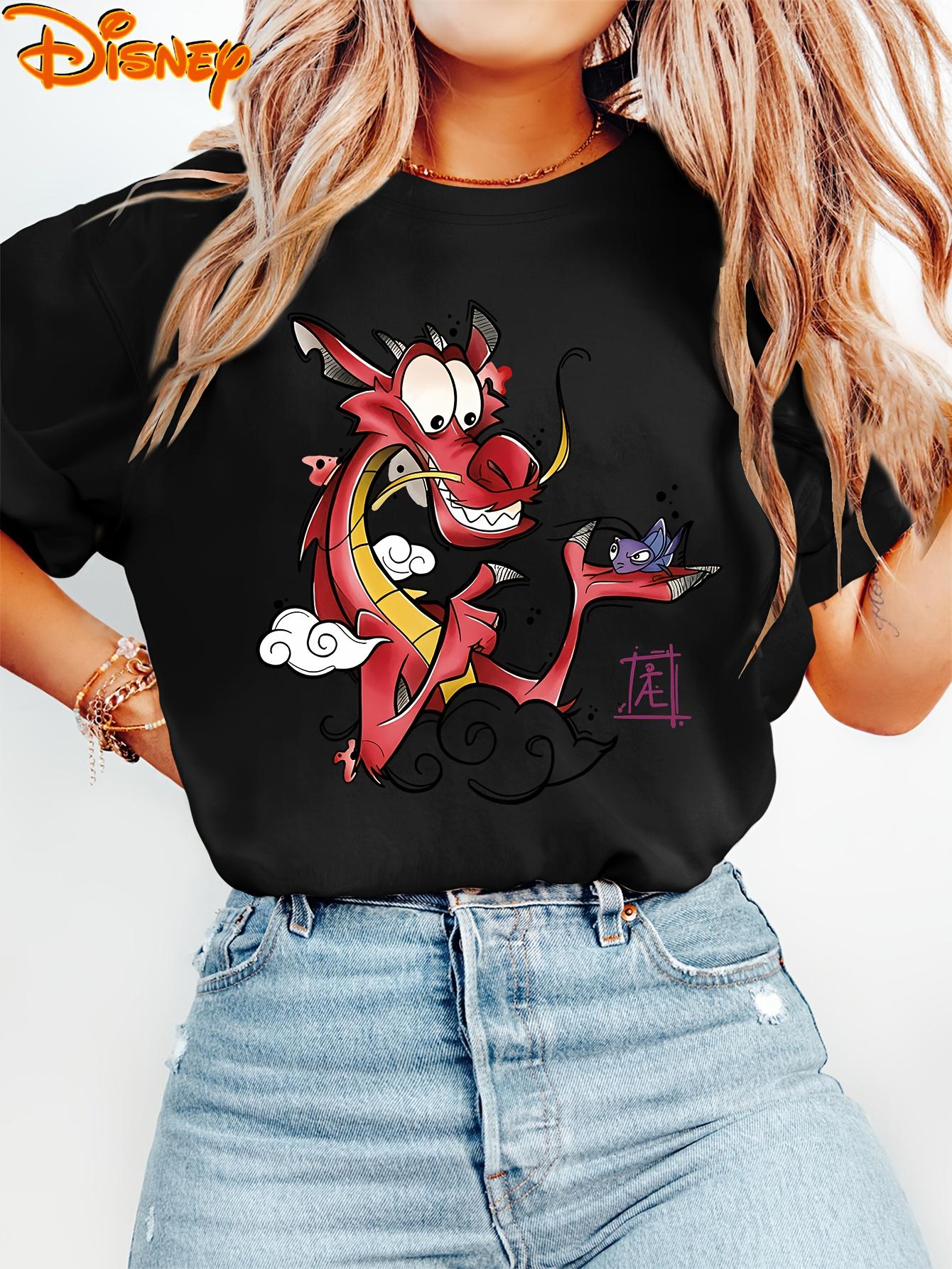 

Mulan Red Edition Mushu Dragon Pattern Print for Unisex and Unisex Pure Cotton Round Neck Loose Shortsleeved Casual S