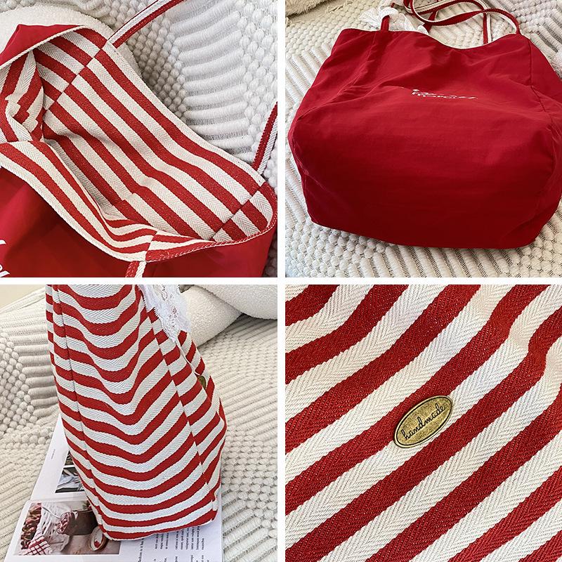 Korean-Style Canvas Shoulder Bag for Women - 2025 Summer Collection, Versatile & Spacious Tote