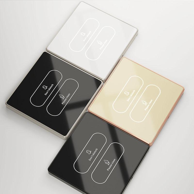 Hotel Touch Switch Glass Panel DND MUR Doorbell Dry Contact 12V Smart Wall Light Switch Single Pole IP66 for 110V/220V EU/UK