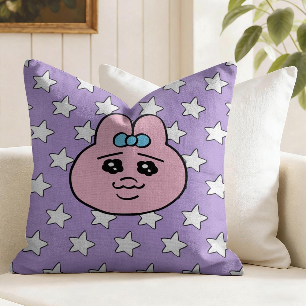 Kawaii OOpanchu Usagi Cushion Cover Eco Linen Pillow Case DoubleSided Print Breathable Durable Zipper Home Decor Gift