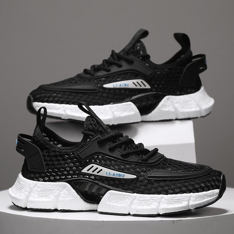 2025 summer new breathable mesh shoes, light and comfortable casual trendy sports shoes, real popcorn elastic running shoes