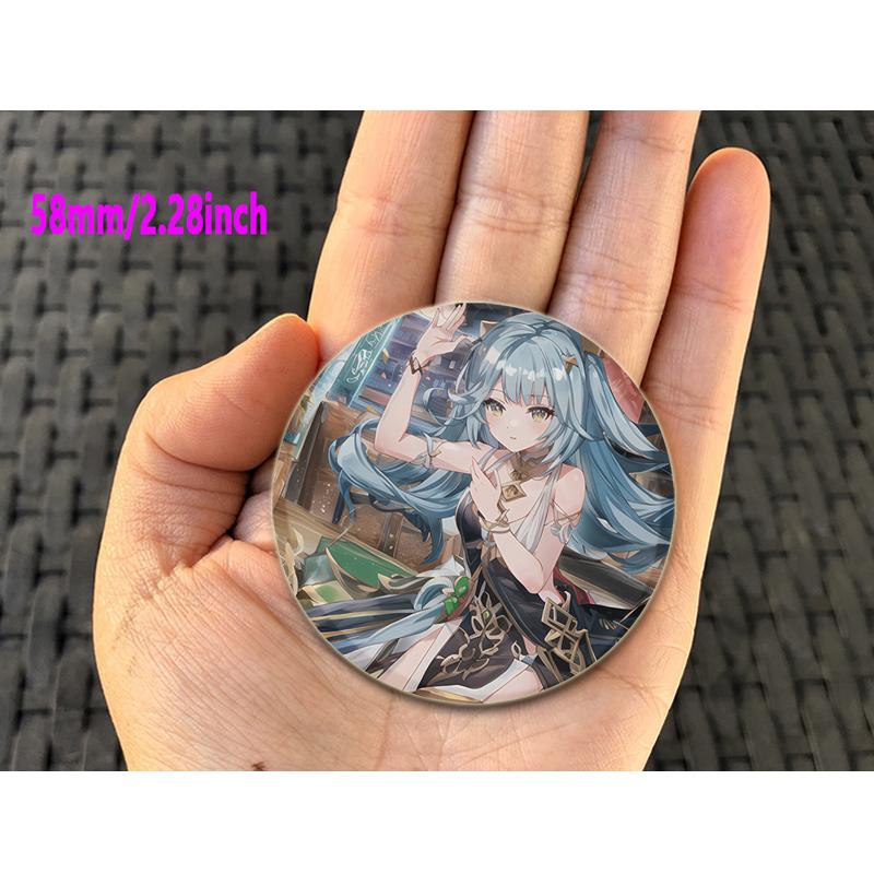 32/44/58MM Alloy Pins for Backpack Hat  Icon Cartoon Brooch  Genshin Impact Pin Fashion Jewelry Accessory