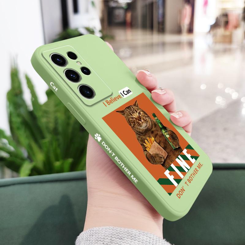 Beer Cat Phone Case For Samsung Galaxy S25FE S24 S23 S22 S21 S20 S10 S10E Ultra Plus FE Note 20 Ultra 10 Plus Cover