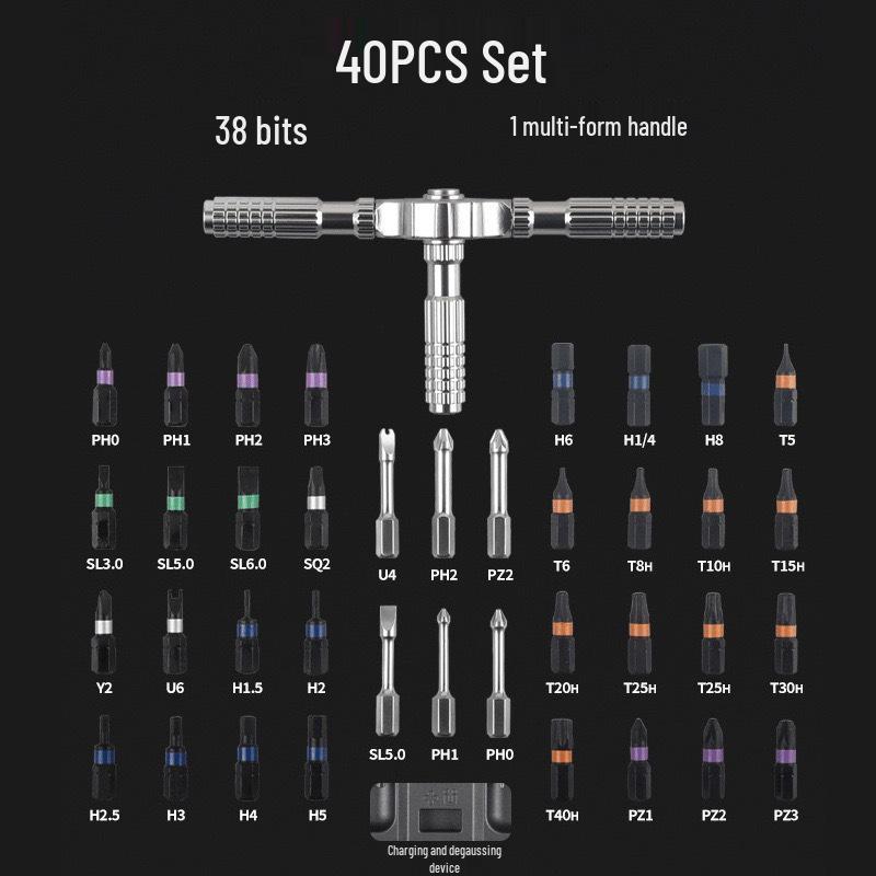 40-in-1 Precision Ratchet Screwdriver Set with Magnetic Wrench and Toolbox, S2 Steel, High Hardness, Multifunctional