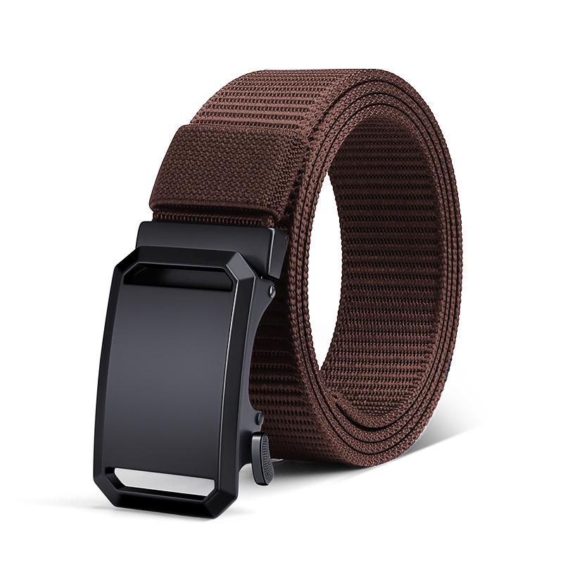 2025 Men's Ultra-Thin Holeless Automatic Buckle Canvas Nylon Leather Belt