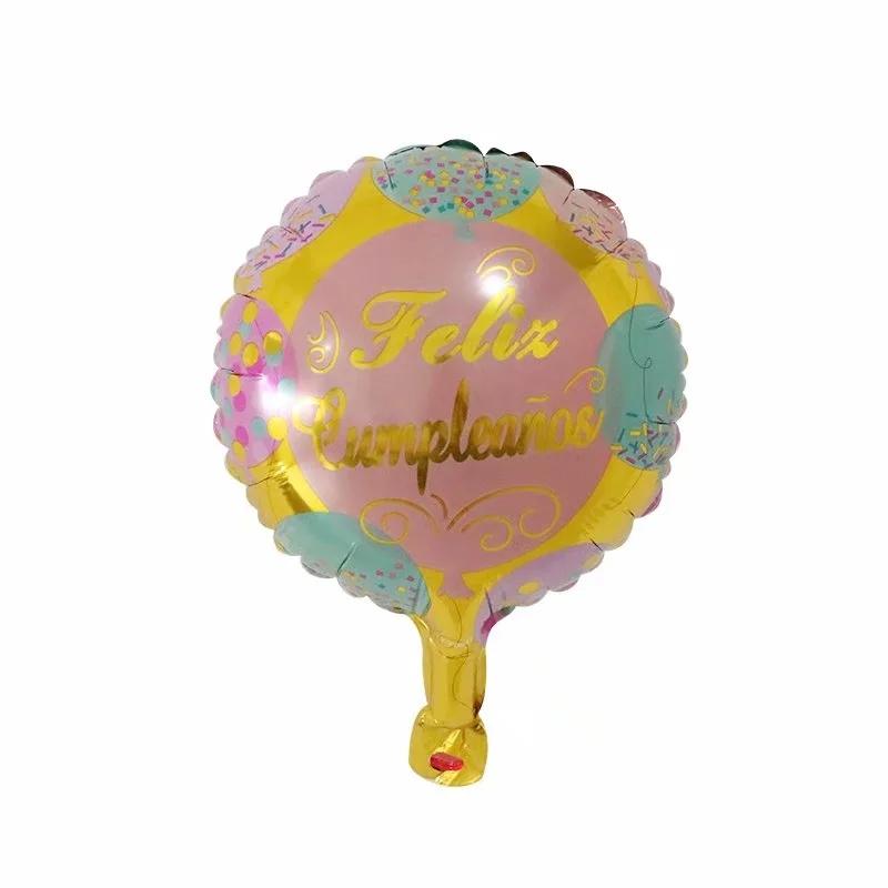 10Pcs Feliz Cumpleaños Día AIr Globos 10inch Colorful Mini Spanish Happy Birthday Foil Balloons Home Party Decorations Kids Gift