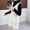 Faux Mink Knitted Waistcoat Spring and Autumn Mohair V-neck Vest Knitting Versatile Sleeveless Mid-length Casual Women's Dress