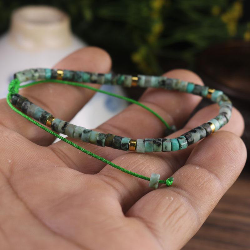 Turquoise Handmade 4mm Tibetan Beads Healing Calming Minimalist Women Bracelet