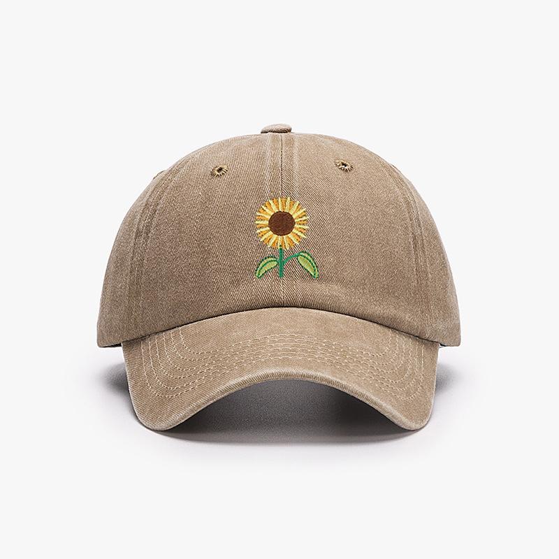 Berretto da Baseball Girasole Ricamato Pianta Papà Cappellino Trucker alla Moda Lavato Vintage Cappello da Sole da Donna Cotone Cappelli da Mamma