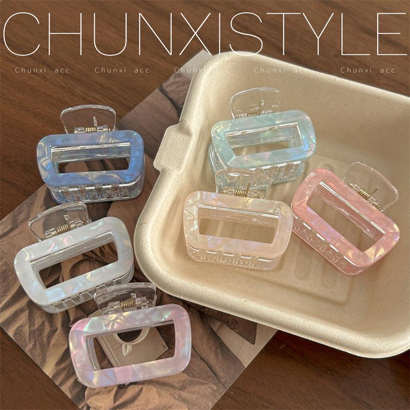 Dazzling Medium Mermaid Shell Square Hair Clip for Updos