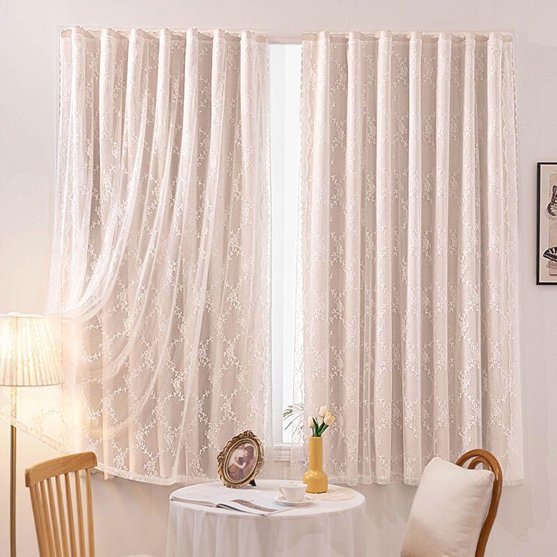 2026 Velcro Jacquard Sheer Curtain, Blackout Curtain,Punch Free Sun Protection Lace Window Voile Curtain, Light Filtering Bay Window Drape