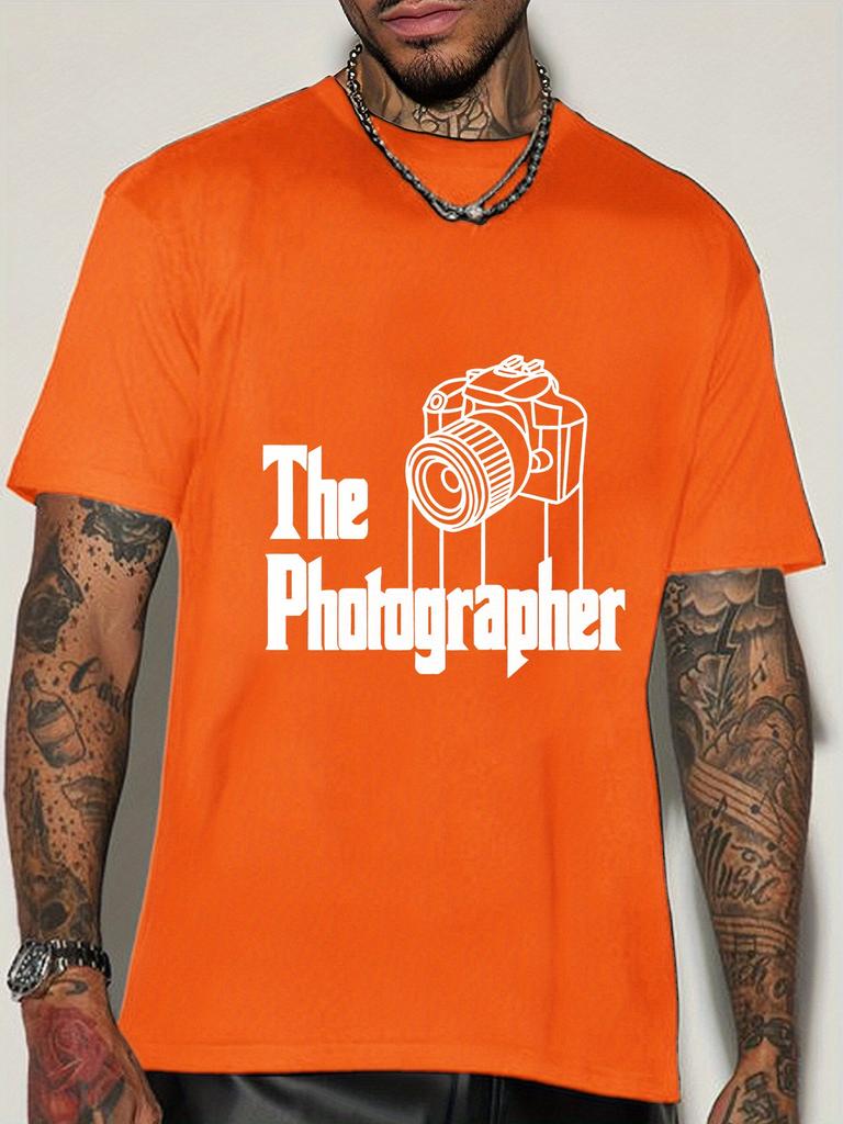 Unisex Short Sleeve Crew Neck T Shirt The Photographer Dslr Camera Sketch Graphic Shooting Hobby Casual Cotton Streetwear Tee