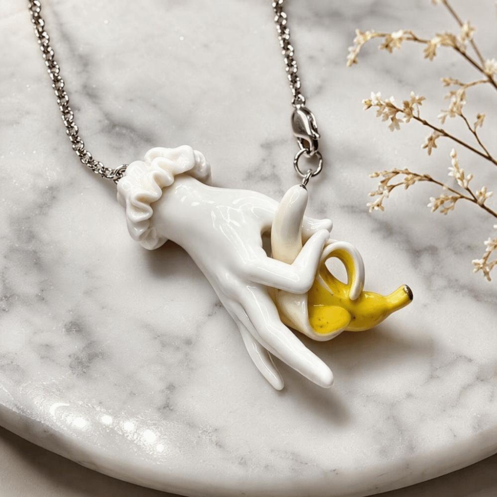 3D Shape Fruit Pendant Necklace Quirky Design Banana Shaped Necklace Banana Pendant  Party Wear