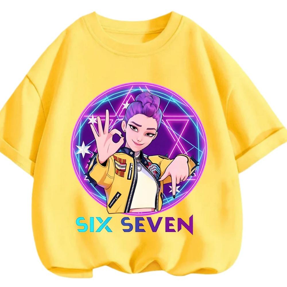 Fashion Trendy Fun 2026 67 Six Seven Crew Neck Tshirt 3-14Y Boys Girls Summer Cute Kawaii Cartoon Street Hot Outdoor Casual