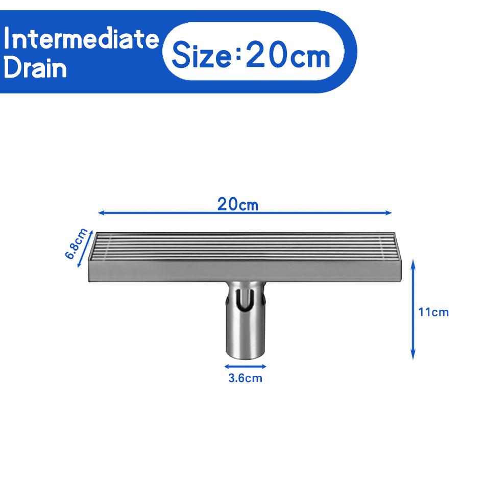 Badezimmer-Bodenablauf USU304 Edelstahl Streifen Rechteck Dusche Lange lineare Entwässerung Seitenbodenabläufe für Küchentoiletten