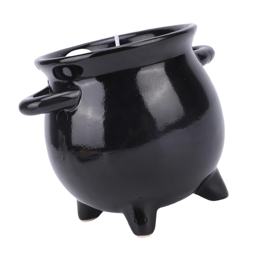 Witch Cauldron Candle Ceramic Reusable Gothic Skeleton Scented Candle Decoration for Birthday Bedroom Tabletop