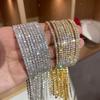 European and American Multi-Row Starry Full of Crystals Bracelet Slightly Elastic Women Stage Tassel Bracelet Evening Party Rhinestone Hand Jewelry