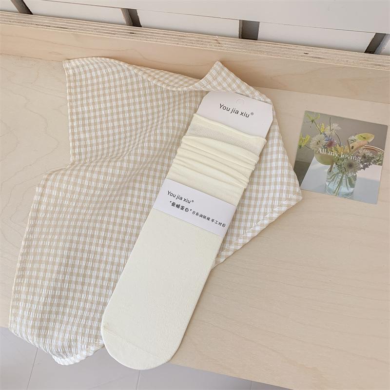 

Versatile And Easy To Wear~ Boneless Stacking Socks Children S Trendy Thin Anti-Pilling Medium Tube Socks one size молоко, білий колір