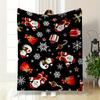 Festive Santa and Snowman Pattern Patterned blanket, flannel, suitable for all seasons, home decor, warm and cozy
