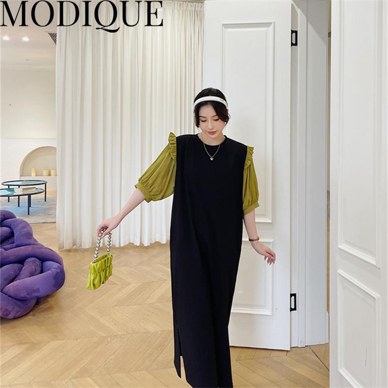 MODIQUE Summer Plus Size New Dress Shirt Women Loose Streetwear Cotton Linen Sweet  Dress - Casual Female Dresses O-Neck Lantern Sleeve