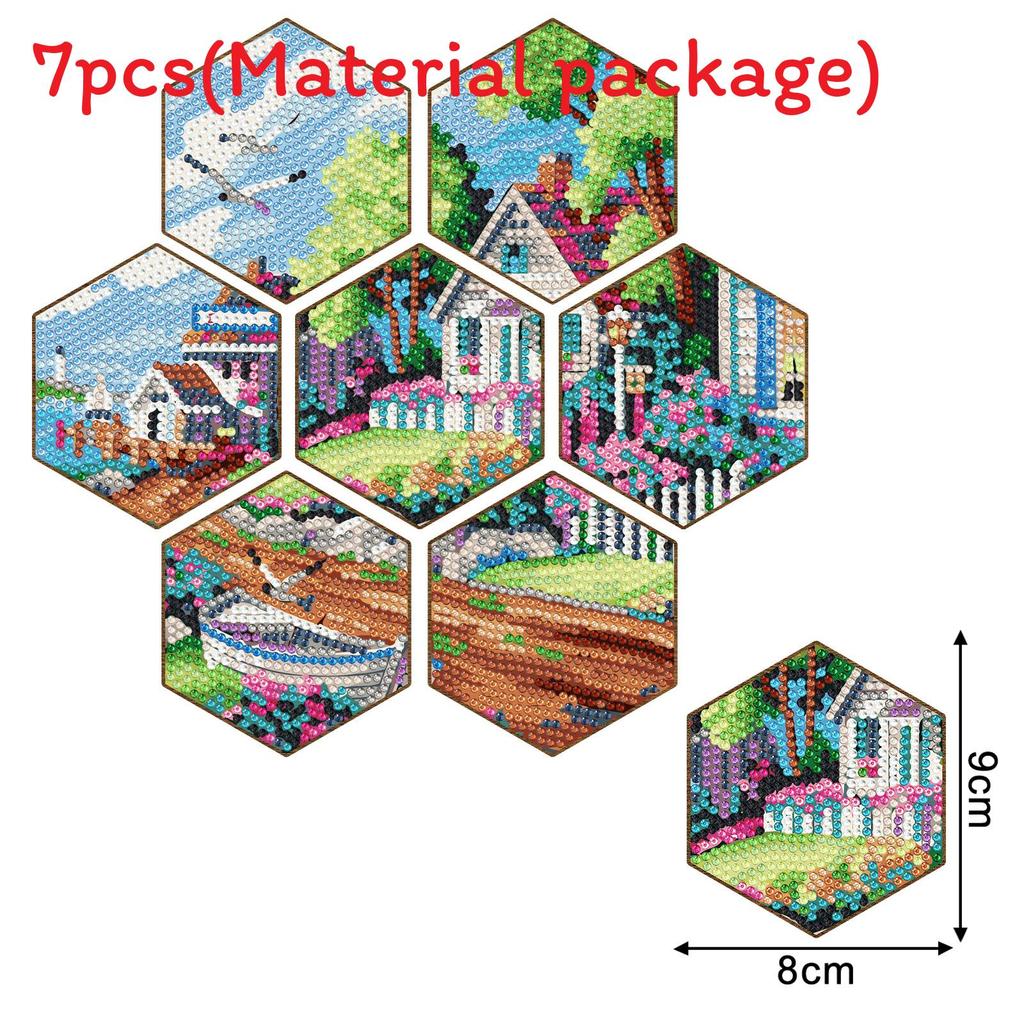 Diamond Painting Wooden Coasters Diy Landscape Art Set For Home Decor And Gift