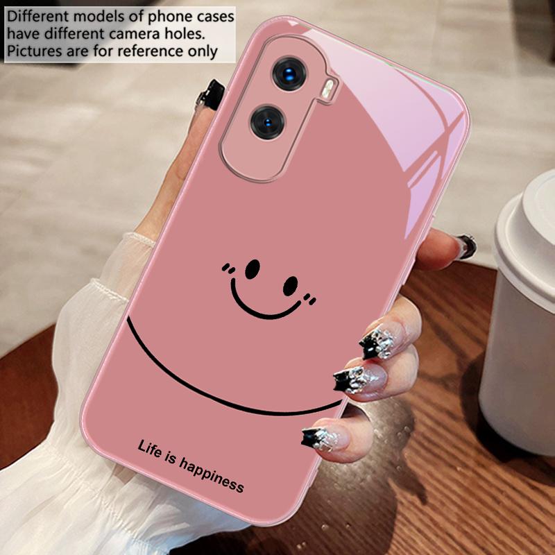 

Life is about being happy For Honor 30 50 50SE 70 Pro 90 200 200Pro Magic 4 5 7 Lite X9c Smart X50i Plus X9 X30 Glass Phone Case Honor 50