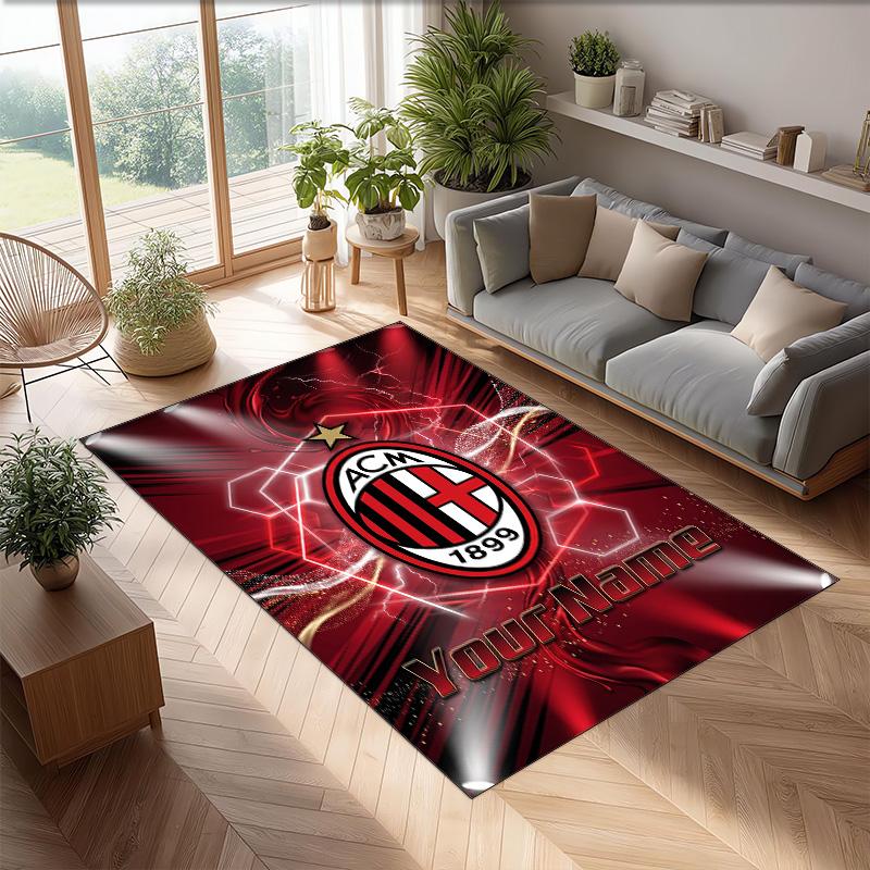 AC Milan Printed Crystal Velvet Rug Non‑Slip Crystal Velvet Carpet For Sofa Bedroom Indoor Home Decoration