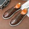 Fashionable New Men's Genuine Leather Casual Shoes Lace Up Brogue Shoes Simple White Men's Office Business Shoes Free Delivery