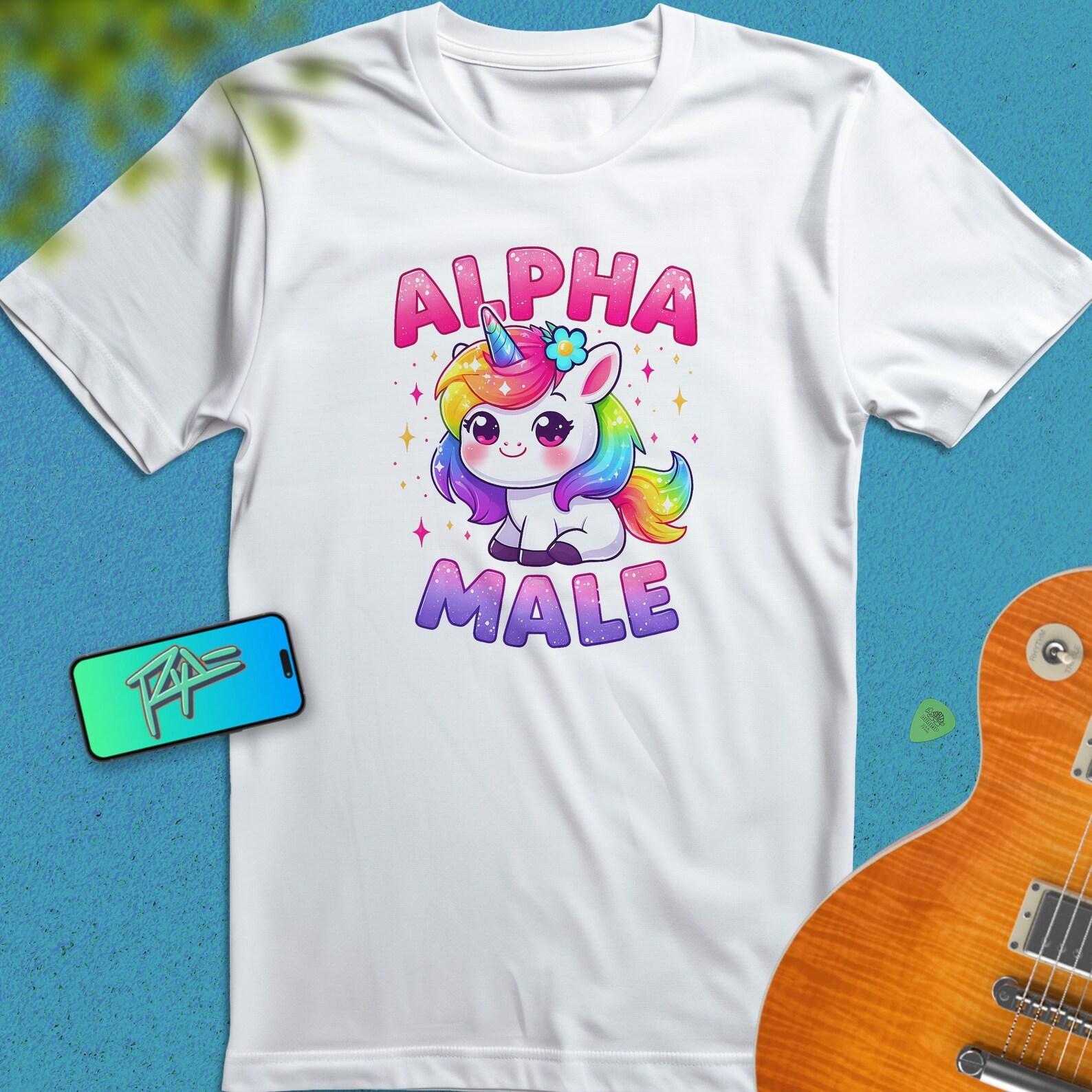 Funny Alpha Male Unicorn T-Shirt: Rainbow Kawaii Sarcastic Humor XL