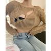 Fashion Sexy Hollow Out Long Sleeve Cropped Blouse for Women Spring and Summer Sun Protection Casual Shirts Women Round Neck Slim Blouses Tops 26410