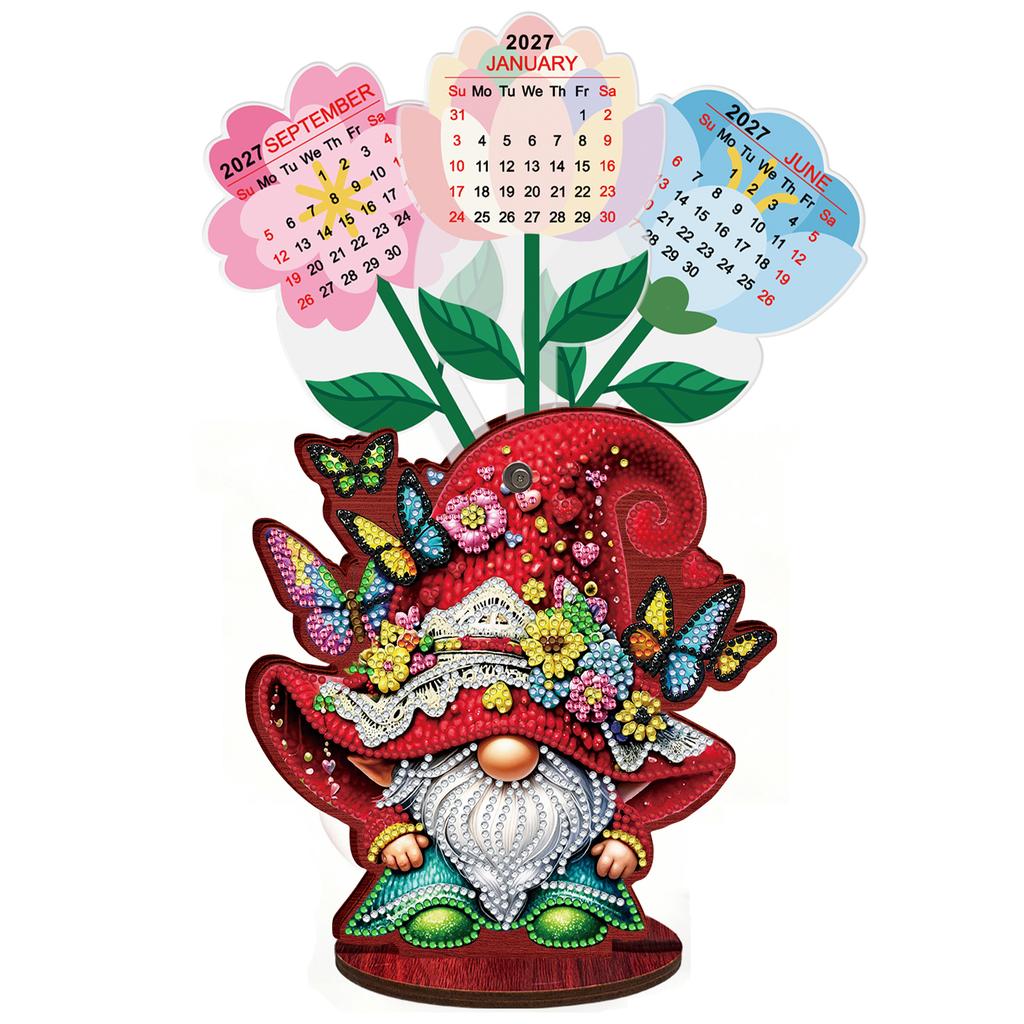 2026 Kalender Diamantmalerei Kalender Set Holz Diamantmalerei Set DIY Diamantkunst Schreibtischkalender Weihnachtsgeschenk