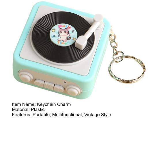 Mini Charm Pendant with Retro Gramophone Gramophone Keychain Recording Music Playback Function
