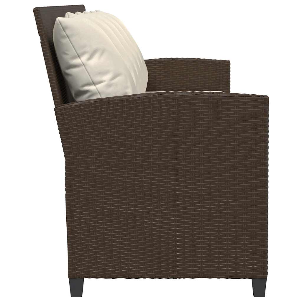 vidaXL Gartensofa 5-Sitzer mit Kissen Braun Poly Rattan