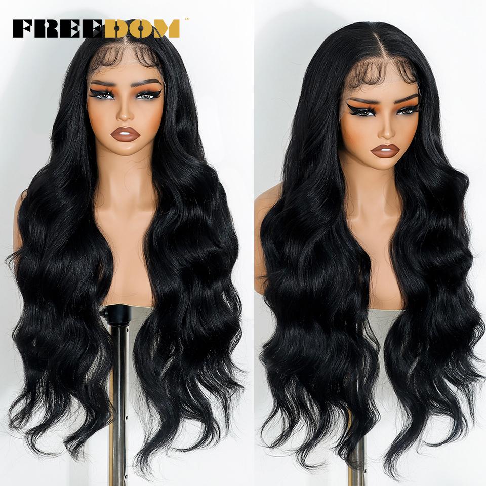 

FREEDOM Synthetic Lace Frontal Wigs For Women 30 Inch Long Body Wave 13x4 Lace Front Wig Ombre Brown Blonde Cosplay Wigs (as the picture,30inches)