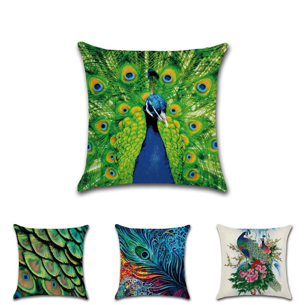 Luxurious Peacock Feathers Cushion Cover Pillow Case For Sophisticated Home Decor