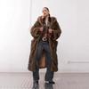 Winter imitation fur jacket extended women's wolf fur hooded thermal hooded trench coat