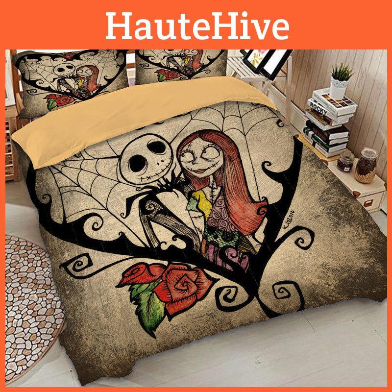Luxurious Nightmare Before Christmas Duvet Cover With Pillow Cases Quilt Cover Bedding Set For Halloween Enthusiasts