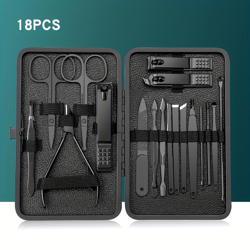 7/10/12/18/20/24 Stück Set Professionelles Maniküre-Set Kits Edelstahl Fingernagel Zehennagel-Schneider Set mit Leder Tragbar