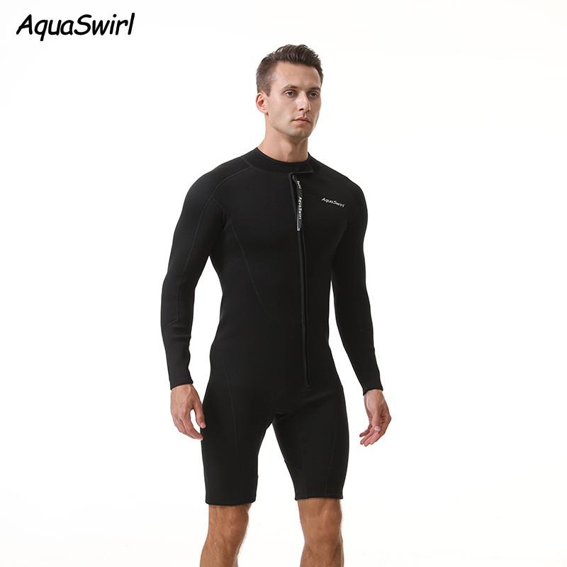 2mm Herren Ganzkörper-Neoprenanzug Mit Langen Ärmeln Shorts Schnorcheln Surfen Schwimmen Warm UV-Schutz Neopren