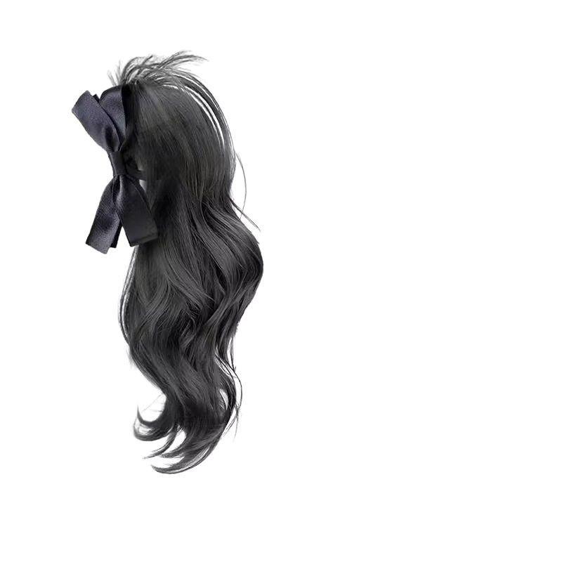 Hepburn Style Curly Black Bow Ponytail Hair Clip
