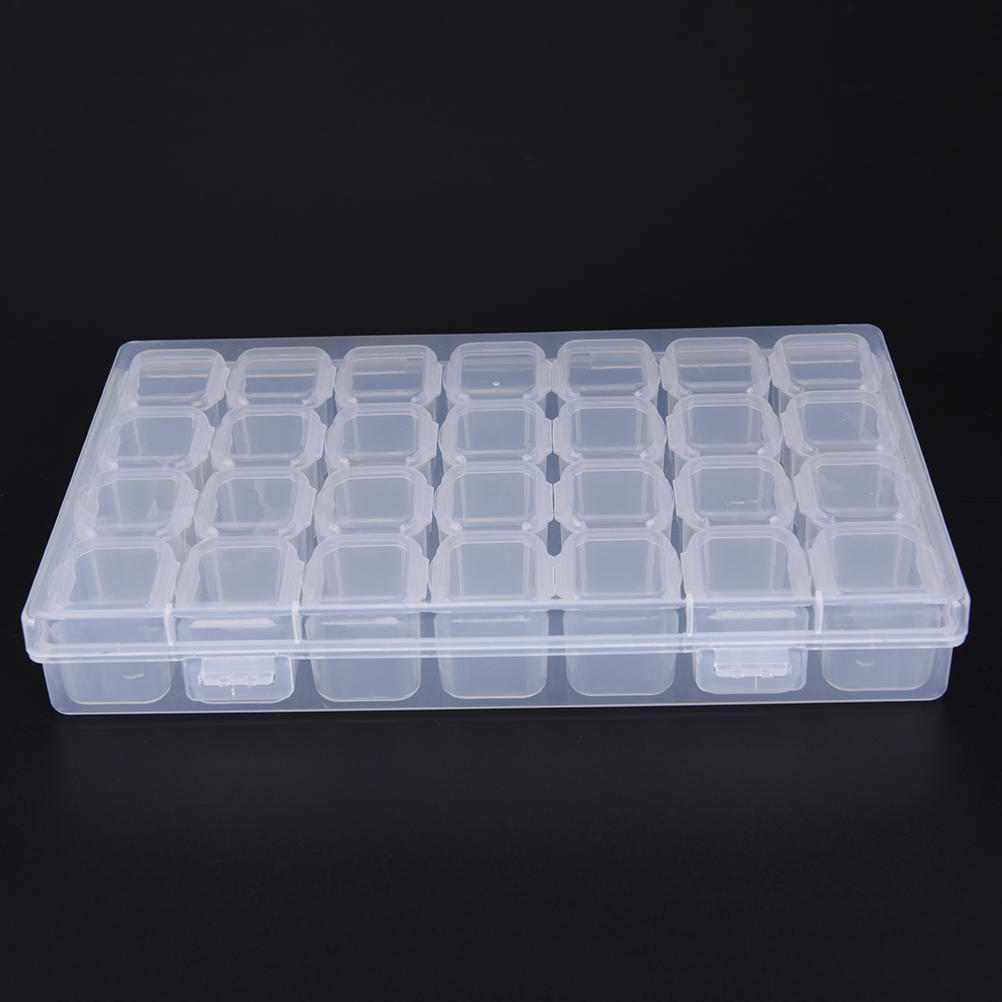 Sale Clear Plastic 28 Slots Adjustable Jewelry Storage Box Case Organizer Bead